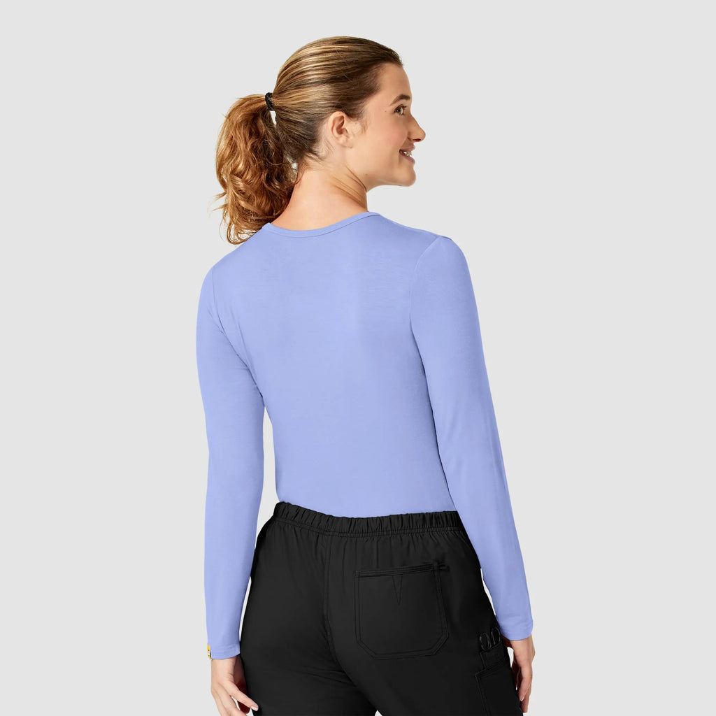 Wink Scrubs Women's Long Sleeve Silky Tee Ceil Blue | scrub-supply.com