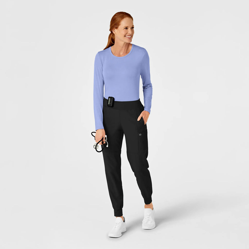 Wink Scrubs Women's Long Sleeve Silky Tee Ceil Blue | scrub-supply.com