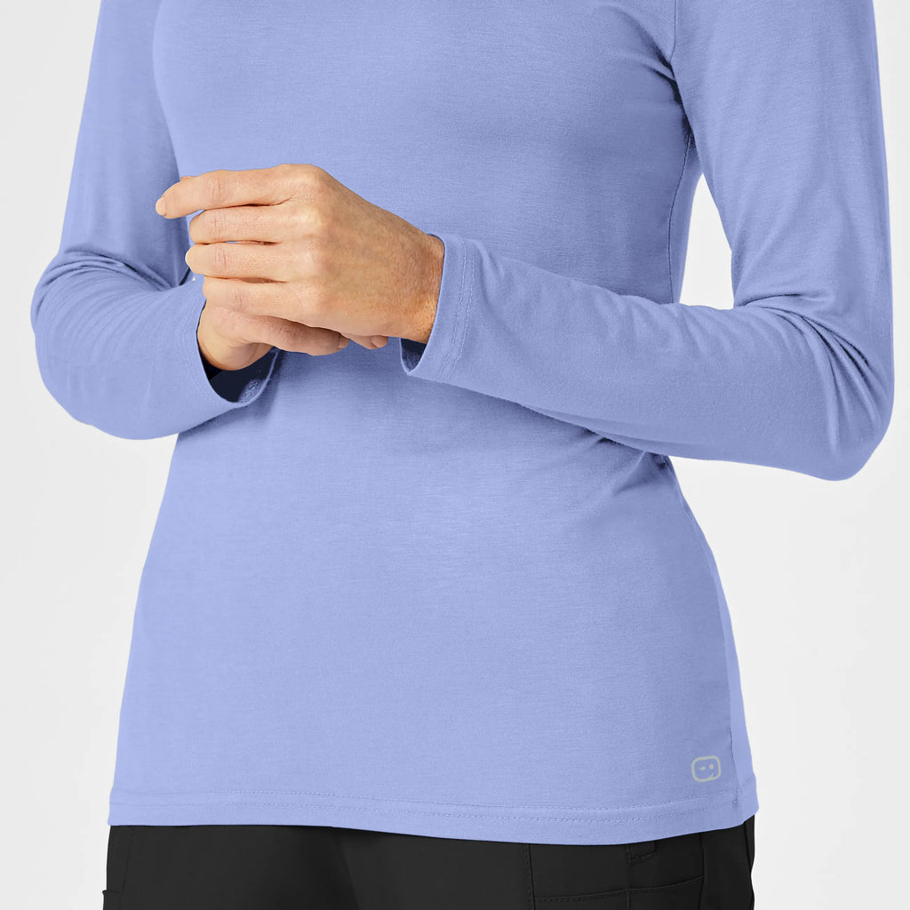 Wink Scrubs Women's Long Sleeve Silky Tee Ceil Blue | scrub-supply.com