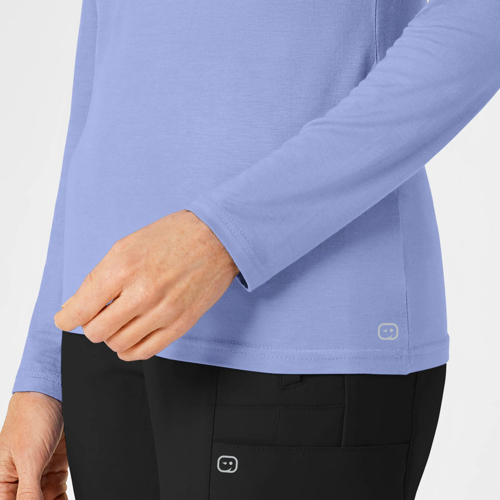 Wink Scrubs Women's Long Sleeve Silky Tee Ceil Blue | scrub-supply.com