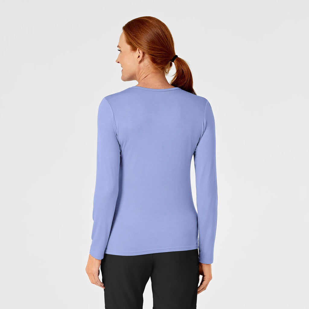 Wink Scrubs Women's Long Sleeve Silky Tee Ceil Blue | scrub-supply.com