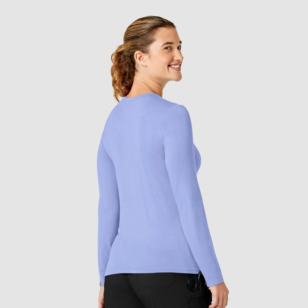 Wink Scrubs Women's Long Sleeve Silky Tee Ceil Blue | scrub-supply.com