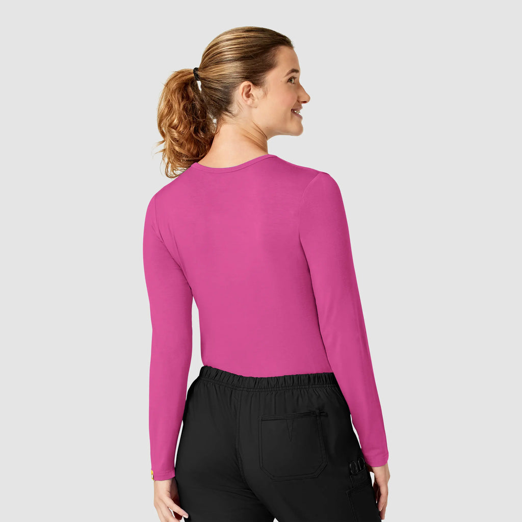 Wink Scrubs Women's Long Sleeve Silky Tee Hot Pink | scrub-supply.com