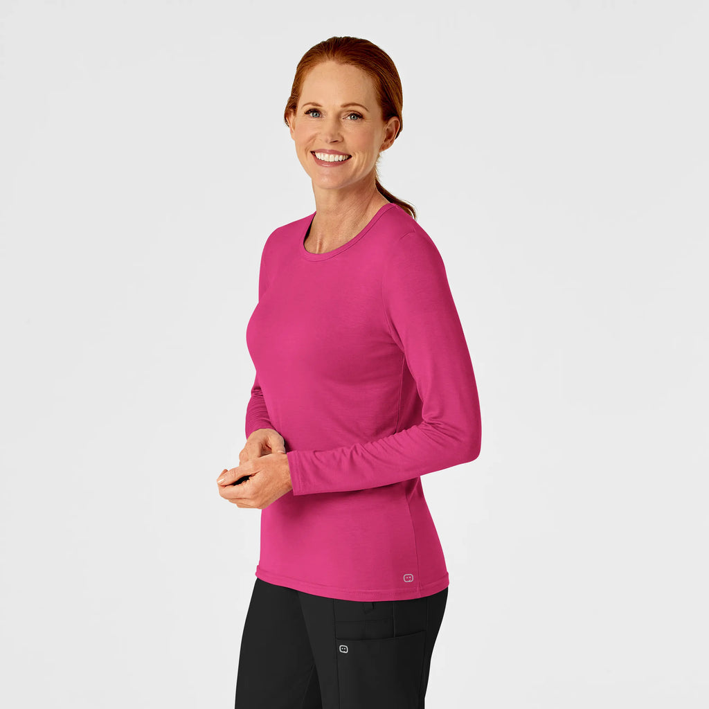 Wink Scrubs Women's Long Sleeve Silky Tee Hot Pink | scrub-supply.com