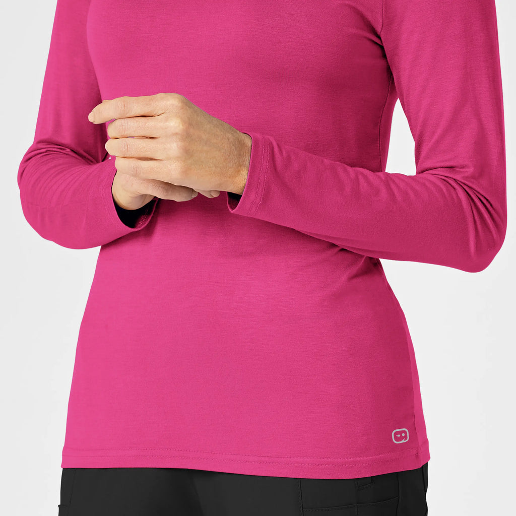 Wink Scrubs Women's Long Sleeve Silky Tee Hot Pink | scrub-supply.com