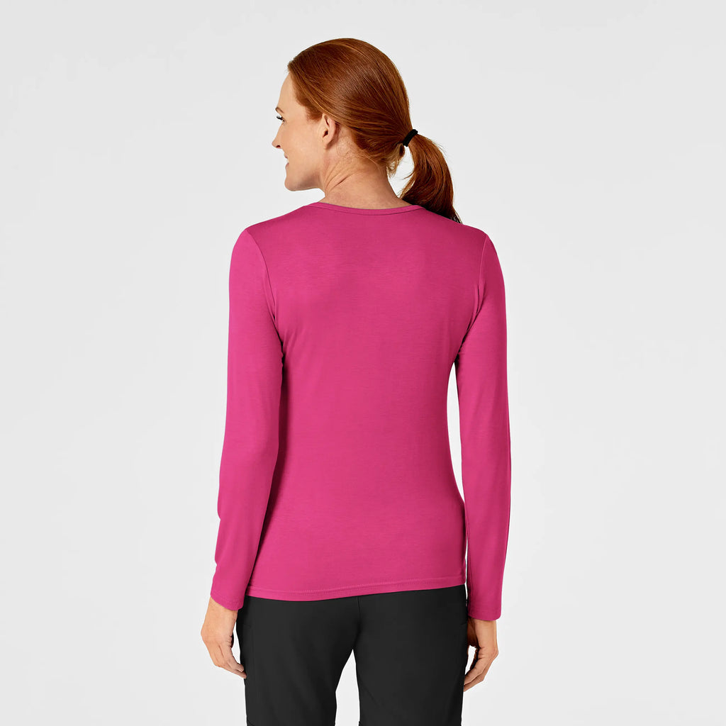 Wink Scrubs Women's Long Sleeve Silky Tee Hot Pink | scrub-supply.com