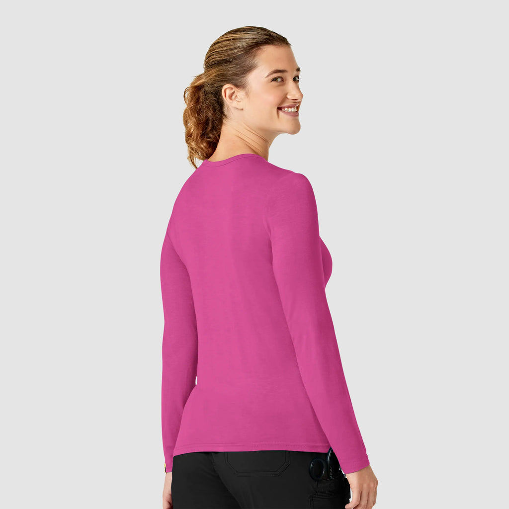 Wink Scrubs Women's Long Sleeve Silky Tee Hot Pink | scrub-supply.com