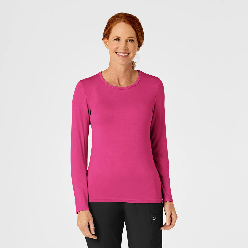 Wink Scrubs Women's Long Sleeve Silky Tee Hot Pink | scrub-supply.com