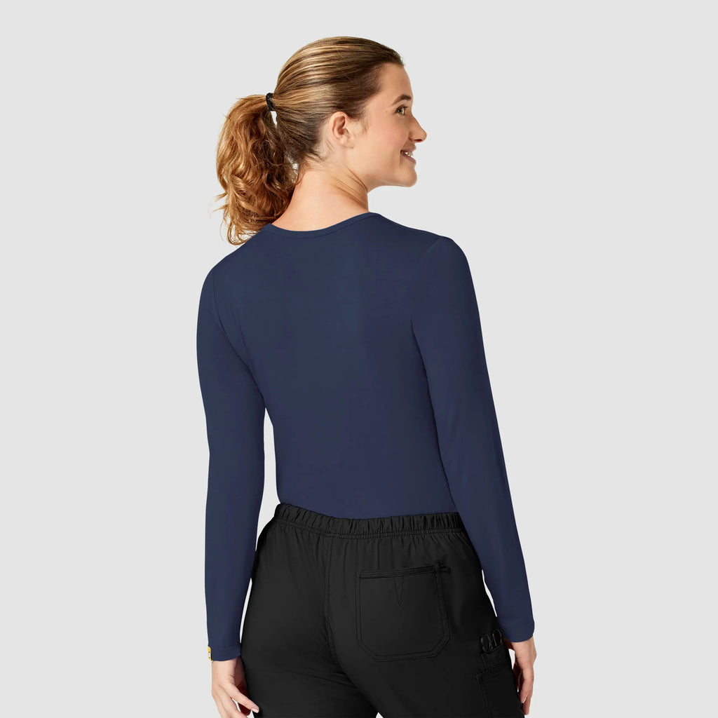 Wink Scrubs Women's Long Sleeve Silky Tee Navy | scrub-supply.com