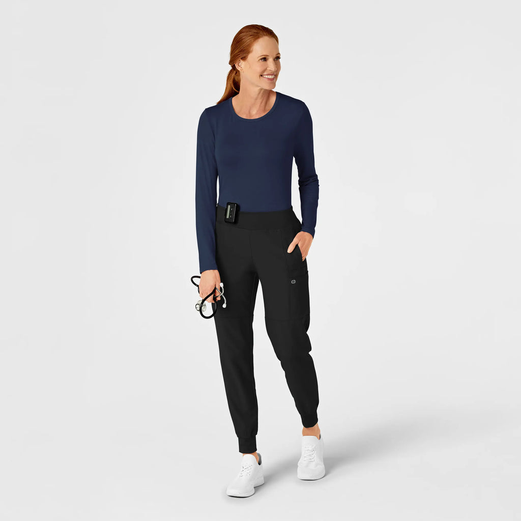 Wink Scrubs Women's Long Sleeve Silky Tee Navy | scrub-supply.com