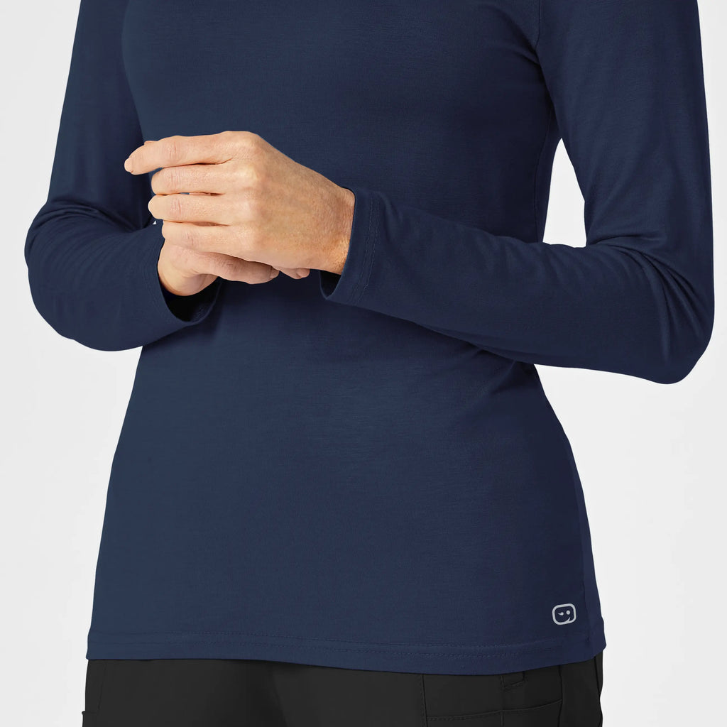 Wink Scrubs Women's Long Sleeve Silky Tee Navy | scrub-supply.com