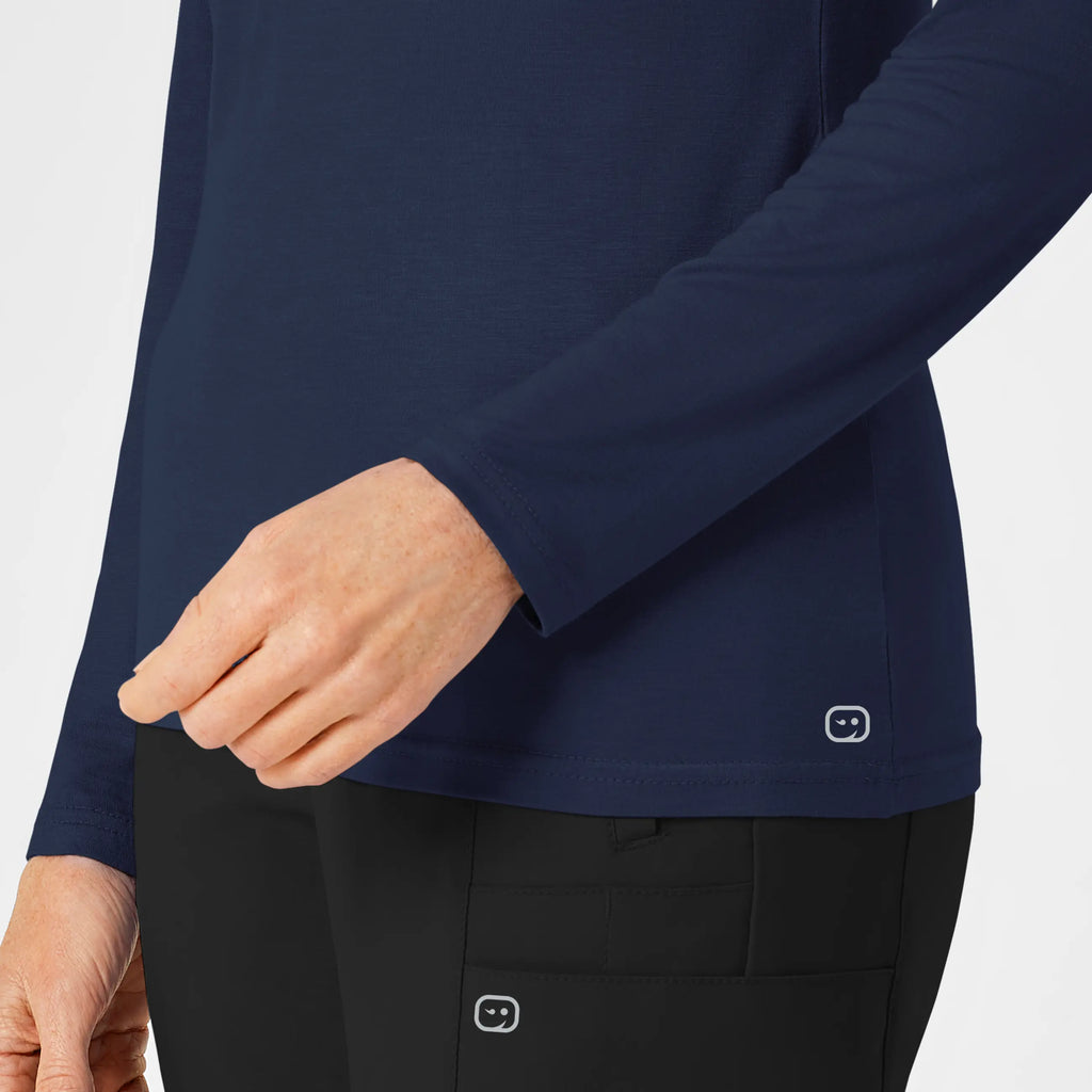 Wink Scrubs Women's Long Sleeve Silky Tee Navy | scrub-supply.com