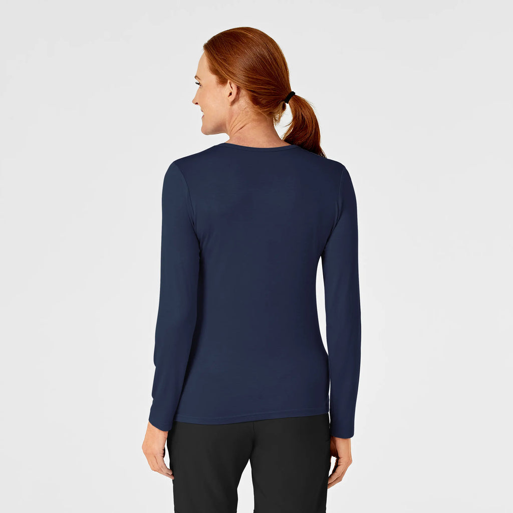 Wink Scrubs Women's Long Sleeve Silky Tee Navy | scrub-supply.com