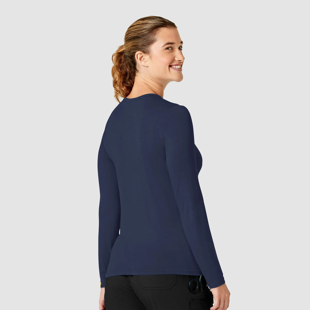 Wink Scrubs Women's Long Sleeve Silky Tee Navy | scrub-supply.com