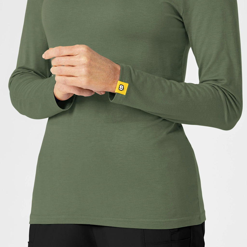 Wink Scrubs Women's Long Sleeve Silky Tee Olive | scrub-supply.com