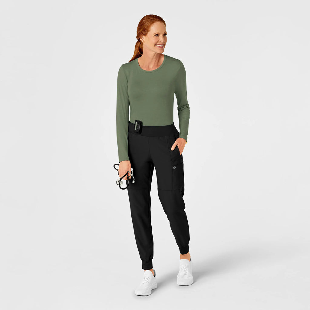 Wink Scrubs Women's Long Sleeve Silky Tee Olive | scrub-supply.com