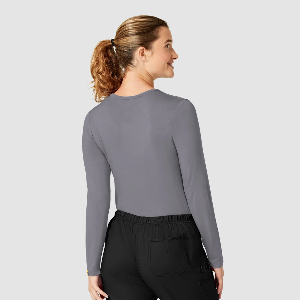 Wink Scrubs Women's Long Sleeve Silky Tee Pewter | scrub-supply.com