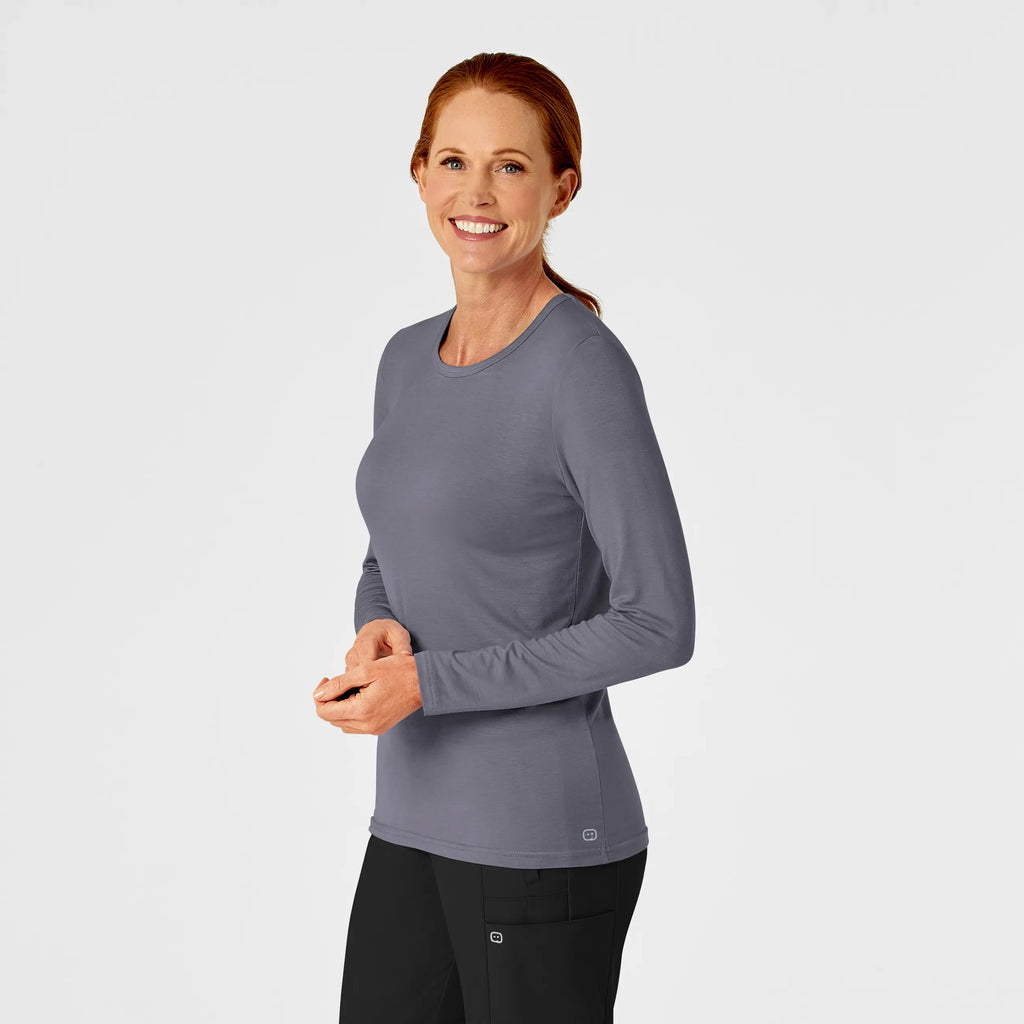 Wink Scrubs Women's Long Sleeve Silky Tee Pewter | scrub-supply.com