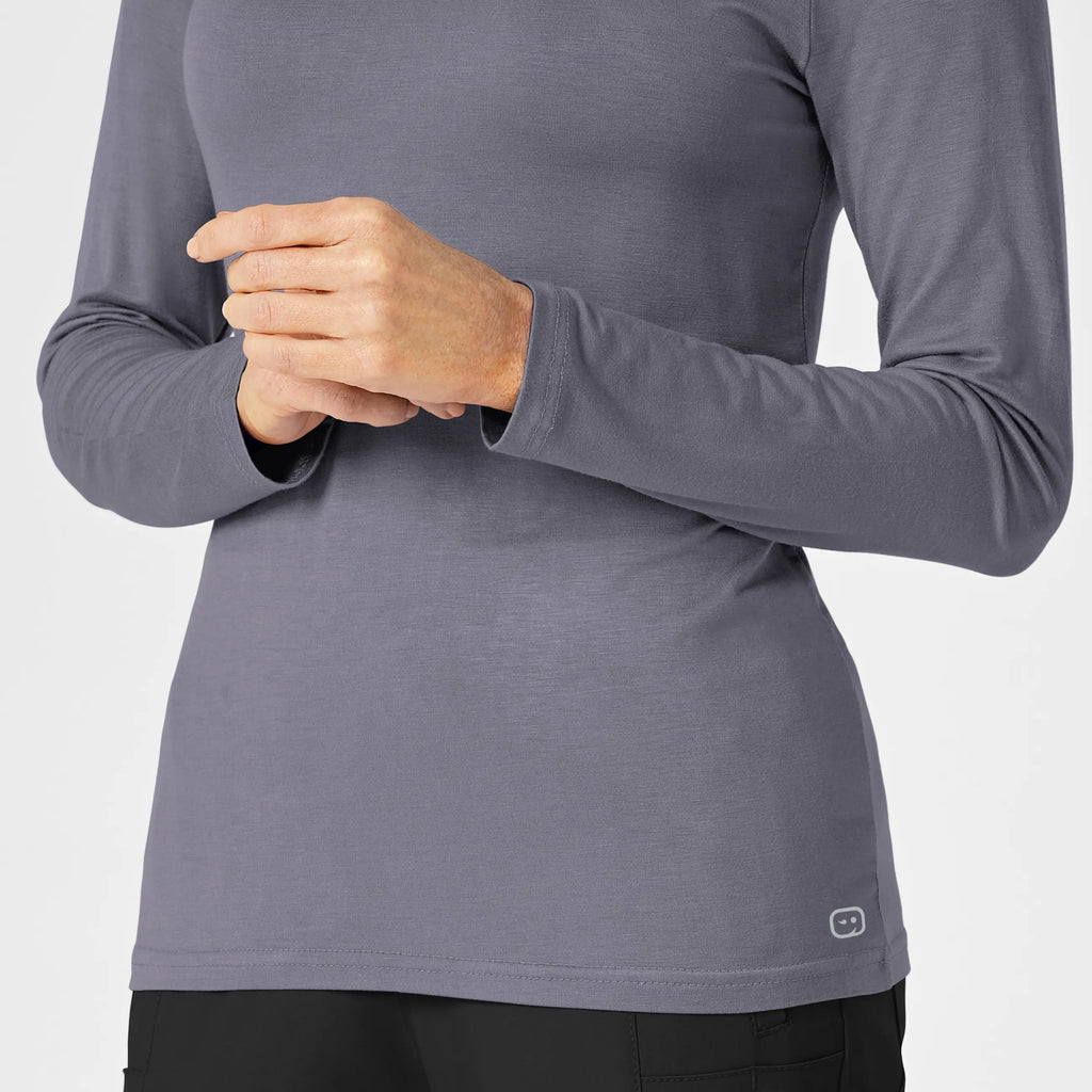 Wink Scrubs Women's Long Sleeve Silky Tee Pewter | scrub-supply.com