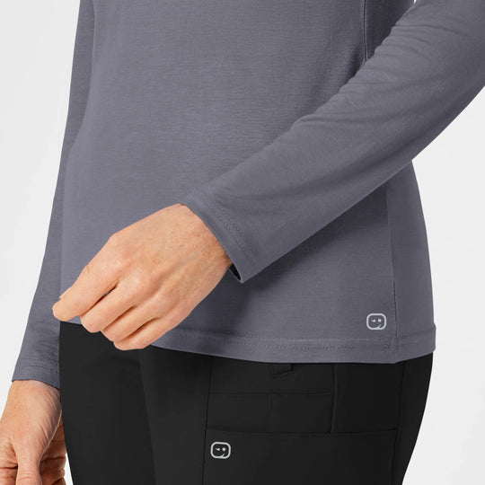 Wink Scrubs Women's Long Sleeve Silky Tee Pewter | scrub-supply.com
