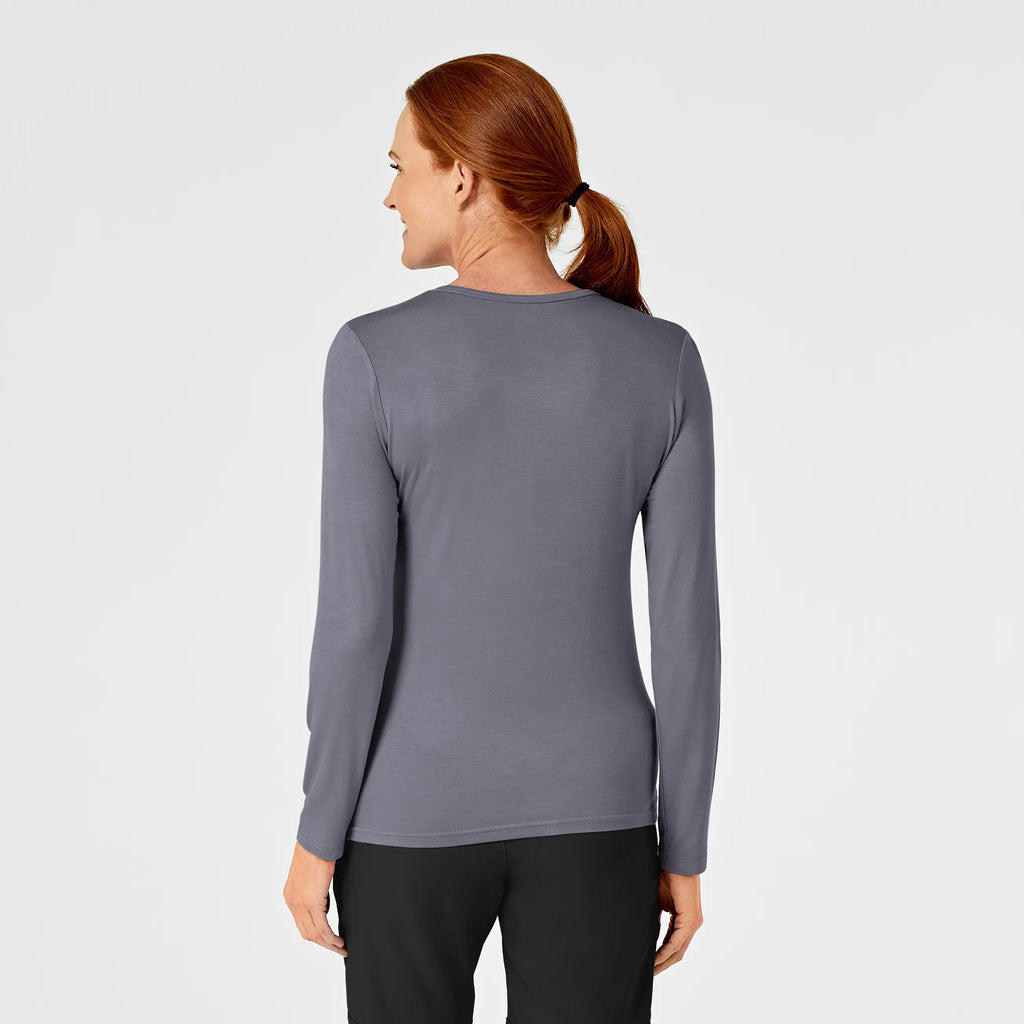 Wink Scrubs Women's Long Sleeve Silky Tee Pewter | scrub-supply.com