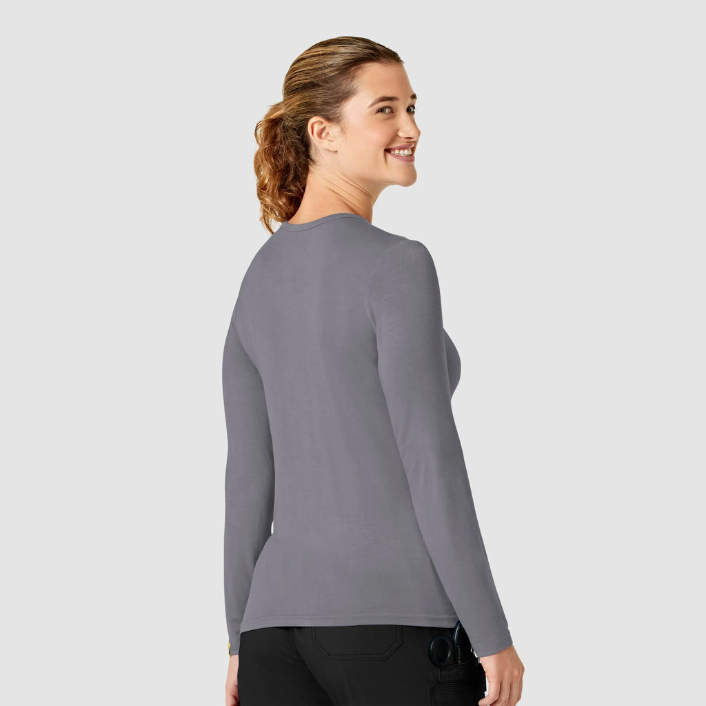 Wink Scrubs Women's Long Sleeve Silky Tee Pewter | scrub-supply.com