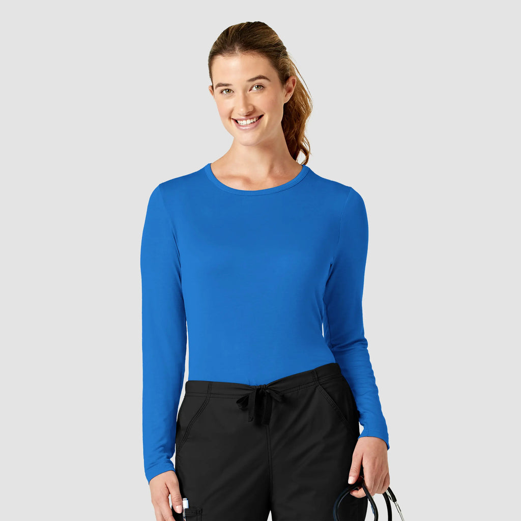 Wink Scrubs Women's Long Sleeve Silky Tee Royal Blue | scrub-supply.com