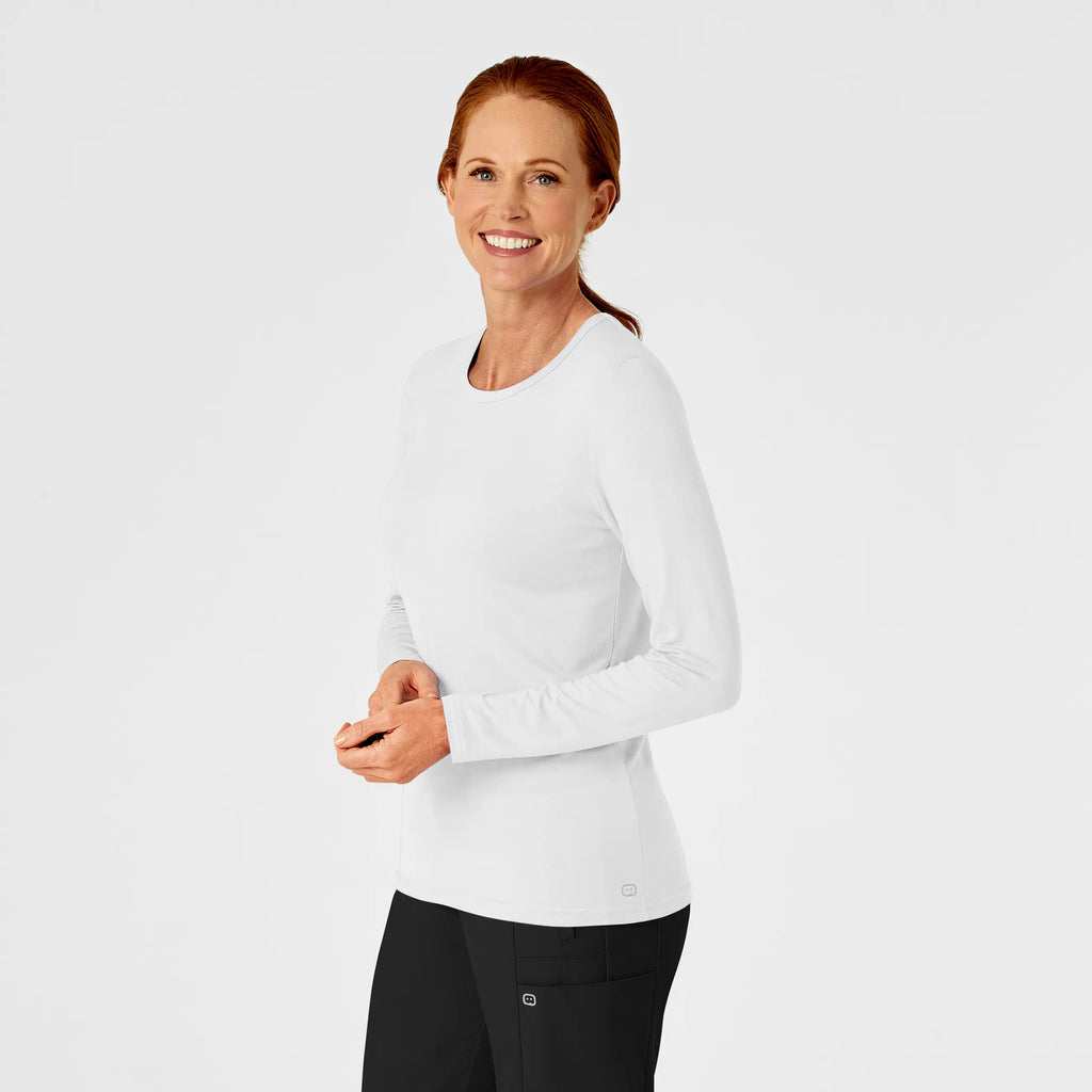 Wink Scrubs Women's Long Sleeve Silky Tee White | scrub-supply.com