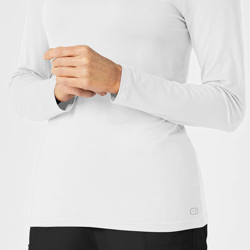 Wink Scrubs Women's Long Sleeve Silky Tee White | scrub-supply.com