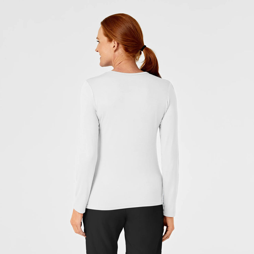 Wink Scrubs Women's Long Sleeve Silky Tee White | scrub-supply.com