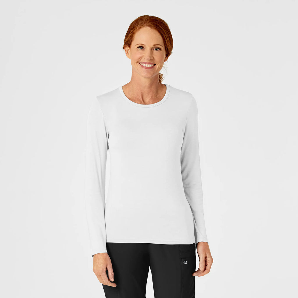 Wink Scrubs Women's Long Sleeve Silky Tee White | scrub-supply.com