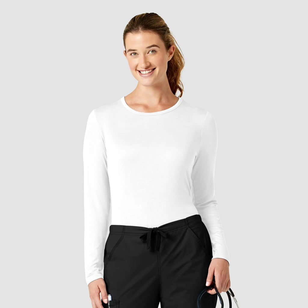 Wink Scrubs Women's Long Sleeve Silky Tee White | scrub-supply.com