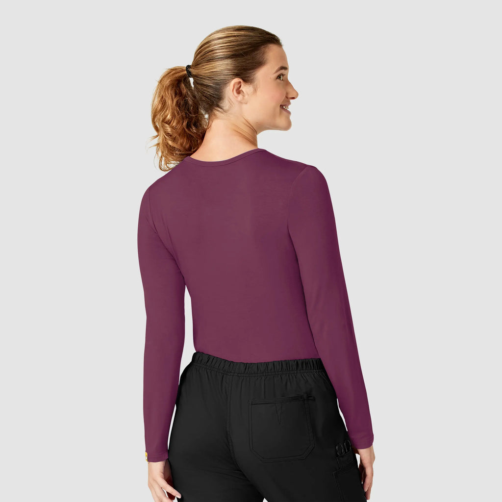 Wink Scrubs Women's Long Sleeve Silky Tee Wine | scrub-supply.com