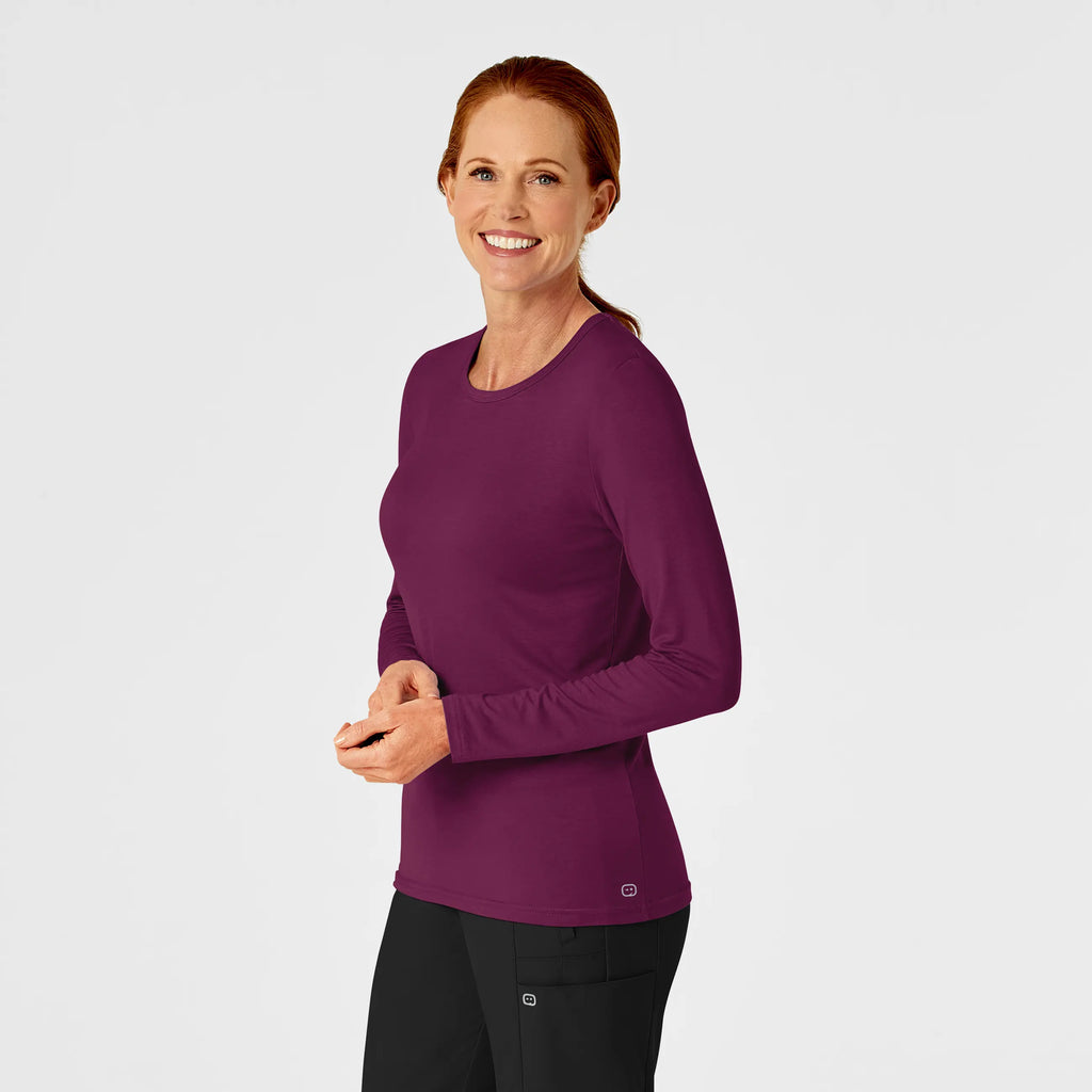 Wink Scrubs Women's Long Sleeve Silky Tee Wine | scrub-supply.com