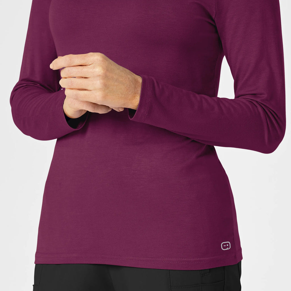 Wink Scrubs Women's Long Sleeve Silky Tee Wine | scrub-supply.com