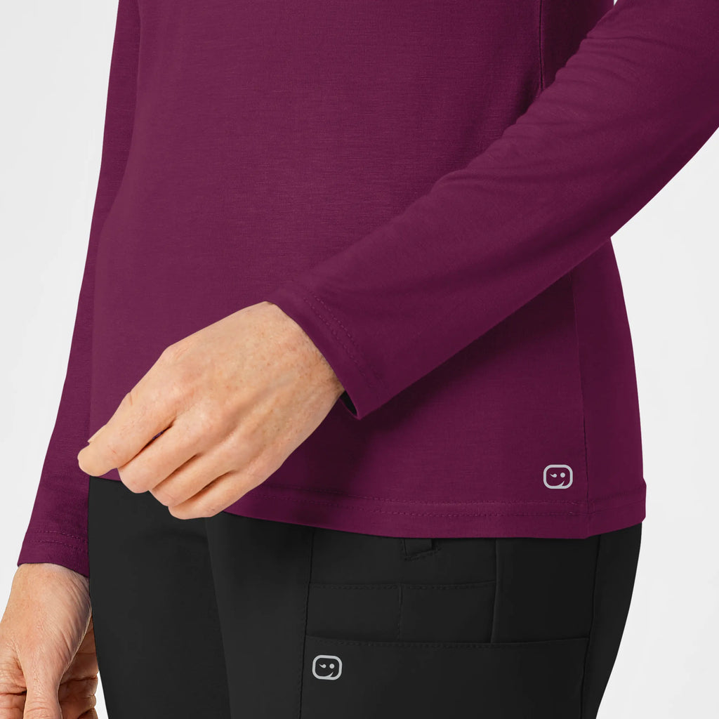 Wink Scrubs Women's Long Sleeve Silky Tee Wine | scrub-supply.com