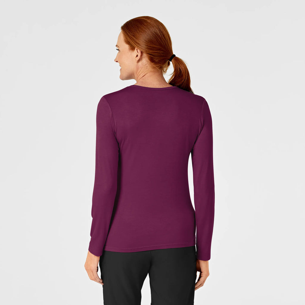 Wink Scrubs Women's Long Sleeve Silky Tee Wine | scrub-supply.com