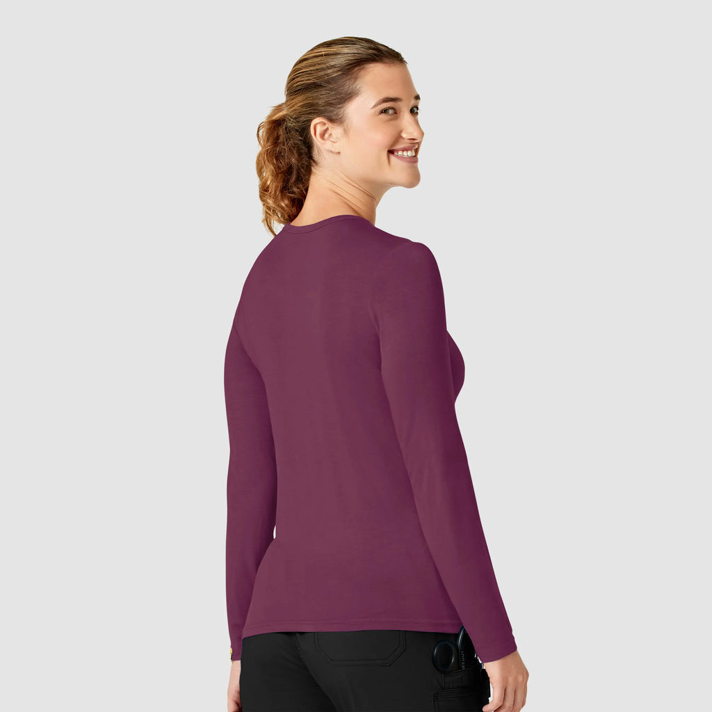 Wink Scrubs Women's Long Sleeve Silky Tee Wine | scrub-supply.com