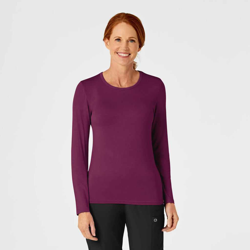 Wink Scrubs Women's Long Sleeve Silky Tee Wine | scrub-supply.com