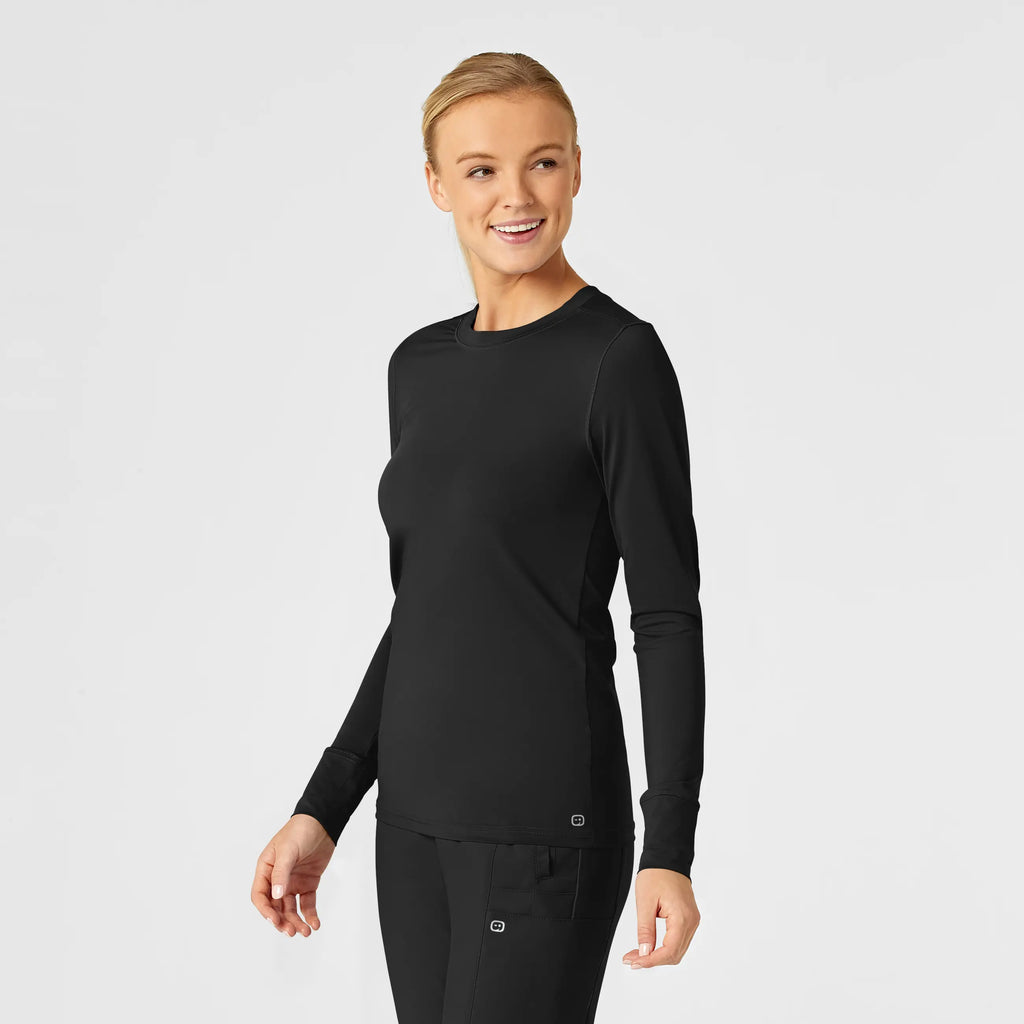 Wink Scrubs Women's Performance Long Sleeve Tee Black | scrub-supply.com