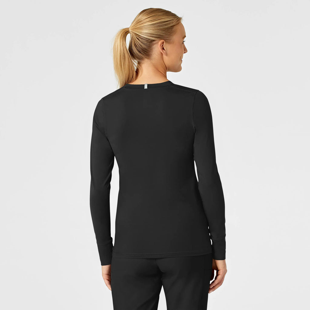 Wink Scrubs Women's Performance Long Sleeve Tee Black | scrub-supply.com