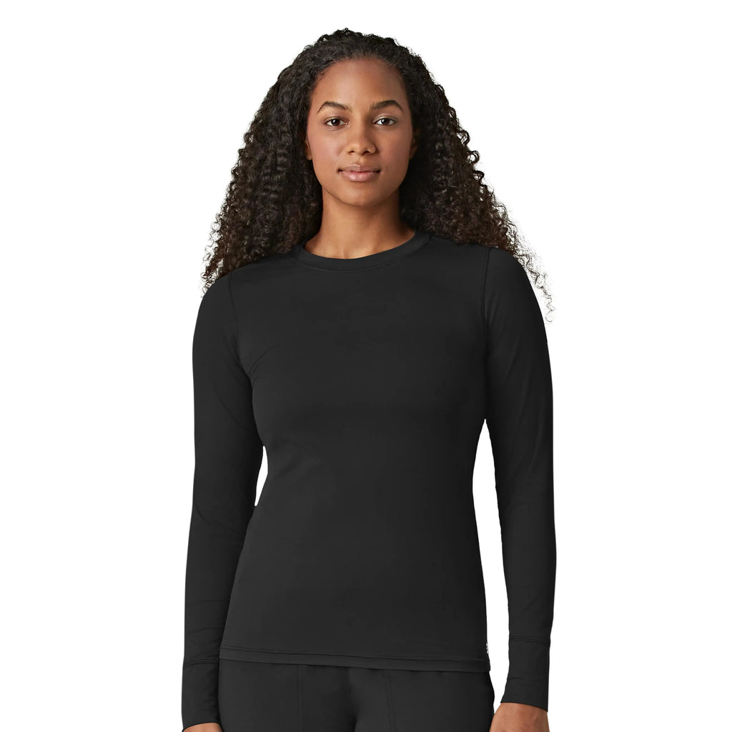 Wink Scrubs Women's Performance Long Sleeve Tee Black | scrub-supply.com