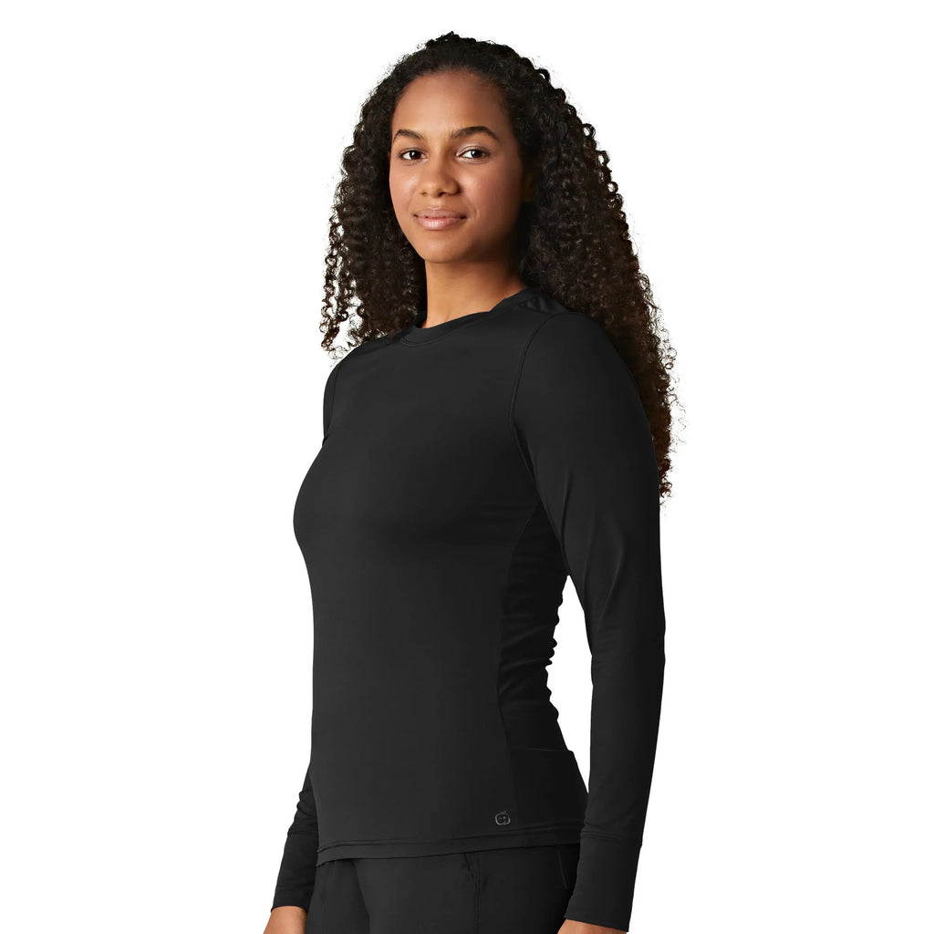 Wink Scrubs Women's Performance Long Sleeve Tee Black | scrub-supply.com