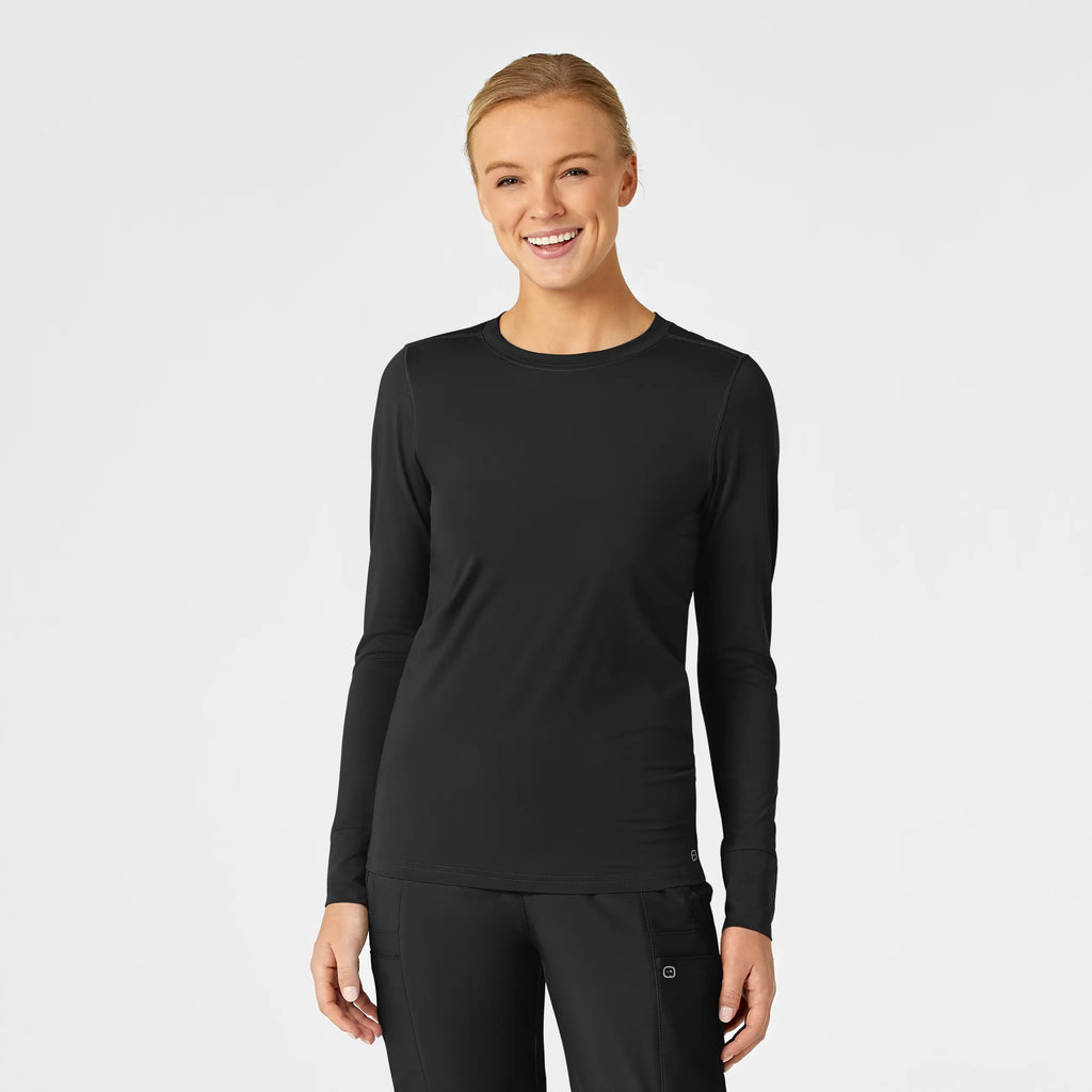 Wink Scrubs Women's Performance Long Sleeve Tee Black | scrub-supply.com