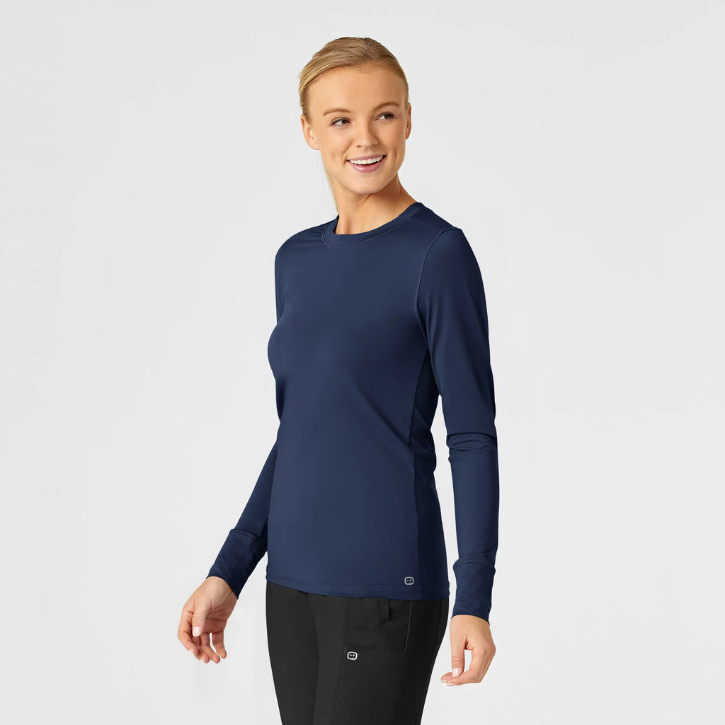 Wink Scrubs Women's Performance Long Sleeve Tee Navy | scrub-supply.com