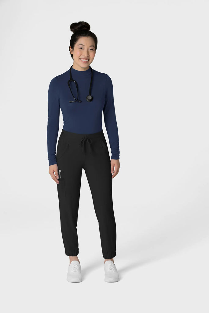 Wink Scrubs Women's Long Sleeve Mock Neck Silky Tee Navy | scrub-supply.com