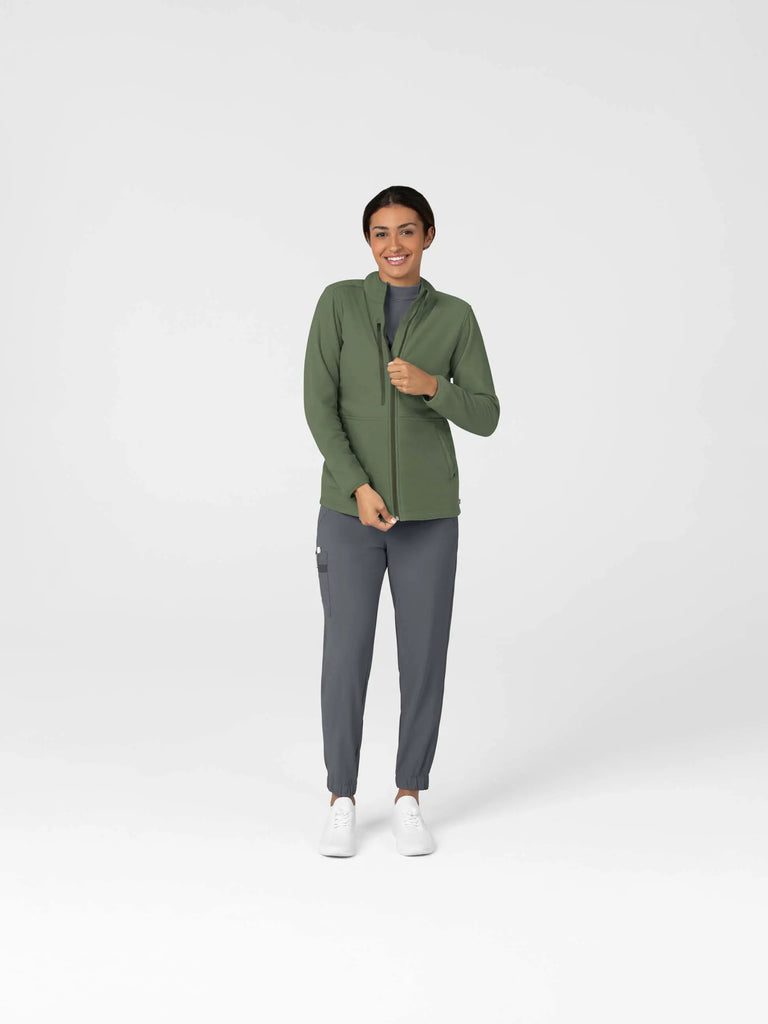 Wink Scrubs Women's Long Sleeve Mock Neck Silky Tee Olive | scrub-supply.com