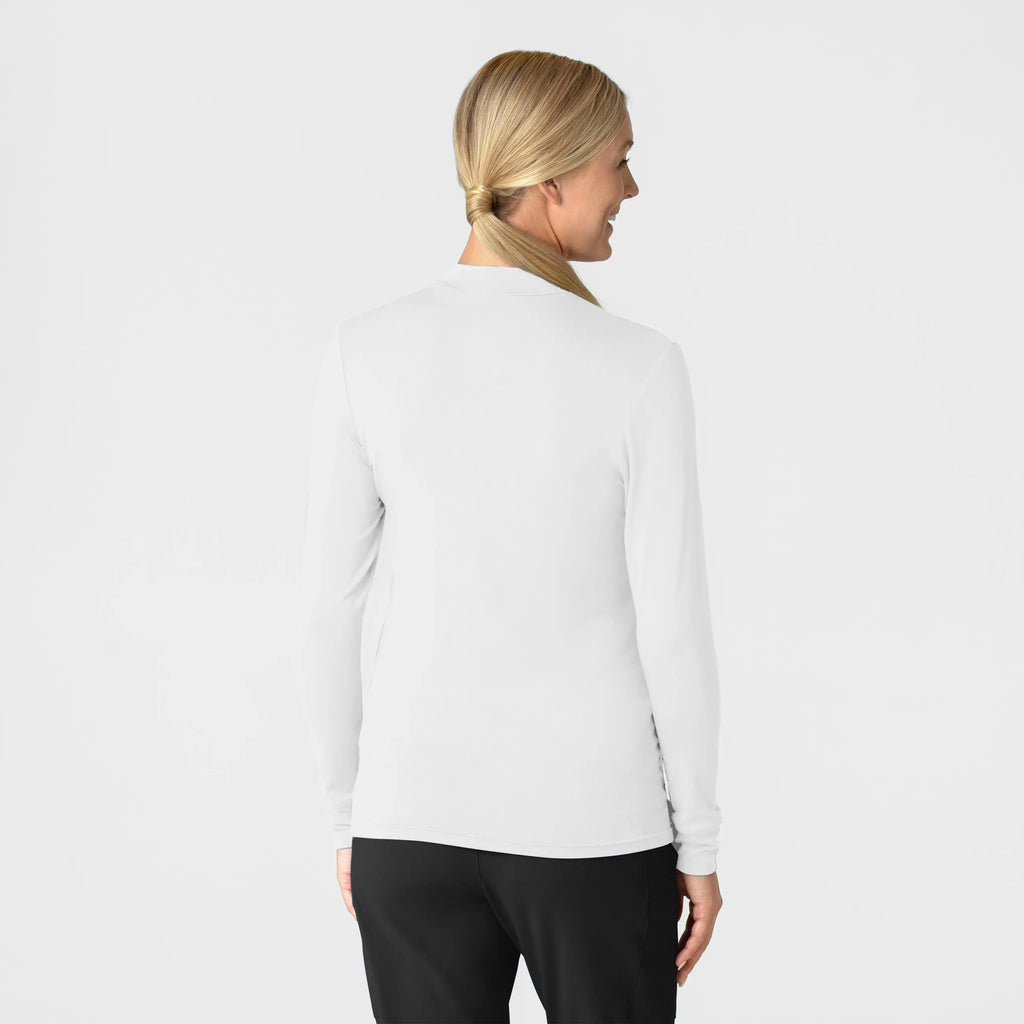 Wink Scrubs Women's Long Sleeve Mock Neck Silky Tee White | scrub-supply.com