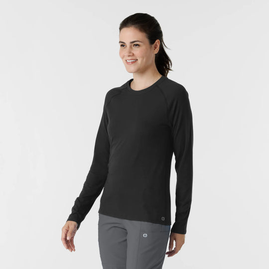 Wink Scrubs Women's Watch Window Long Sleeve Underscrub Top Black | scrub-supply.com