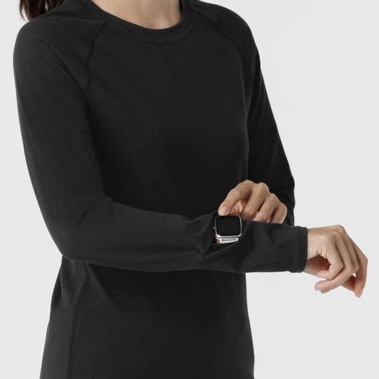 Wink Scrubs Women's Watch Window Long Sleeve Underscrub Top Black | scrub-supply.com